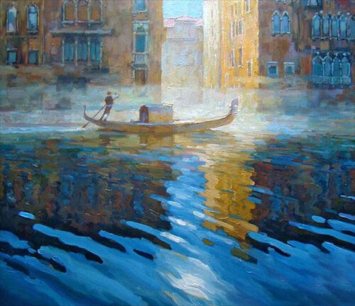 Fog over a Venice canal. by Lara Vald, Painting for Sale on Singulart