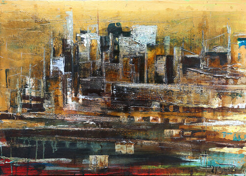 City in Gold van Mariam Dashtoyan, Schilderij te koop op Singulart