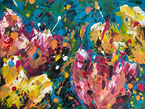 The Taste of Colors 03 | Abstract Tulips von Elise Eekhout, Malerei kaufen auf Singulart