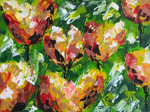 The Taste of Colors 05 | Abstract Tulips van Elise Eekhout, Schilderij te koop op Singulart