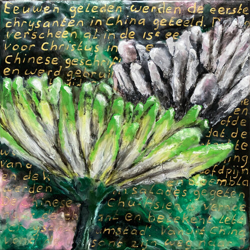Chrysanthemum 01 | Encaustic Art de Elise Eekhout, Pintura a la venta en Singulart
