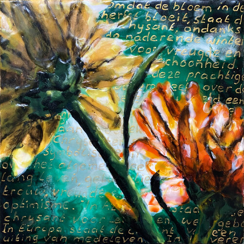 Chrysanthemum 03 | Encaustic Art van Elise Eekhout, Schilderij te koop op Singulart