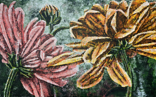 Emperor's Flowers | Chrysanthemum floral van Elise Eekhout, Schilderij te koop op Singulart
