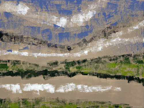 25.003 Blue and Green Abstract van Elise Eekhout, Schilderij te koop op Singulart