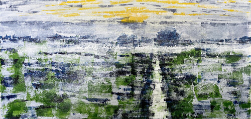 Het onaangedane Nederlandse platteland | Abstract Landscape van Elise Eekhout, Schilderij te koop op Singulart