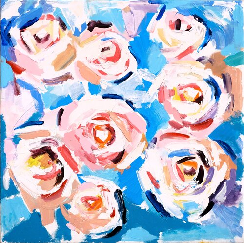 Roses on a Blue von Maria (Masha) Potapenkov, Malerei kaufen auf Singulart
