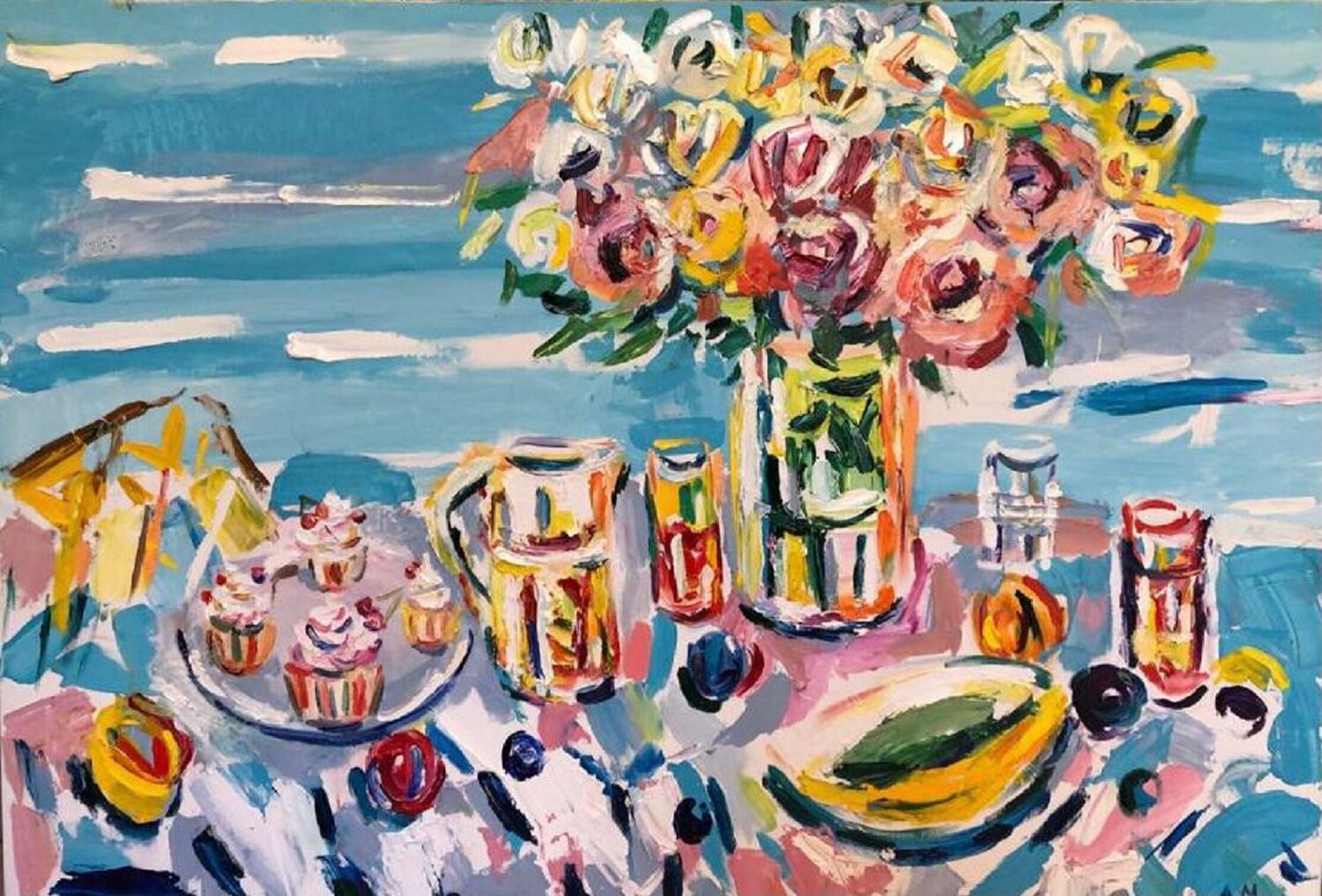 Summer Day (Breakfast by the Sea) Maria (Masha) Potapenkov Originalgemälde zu verkaufen