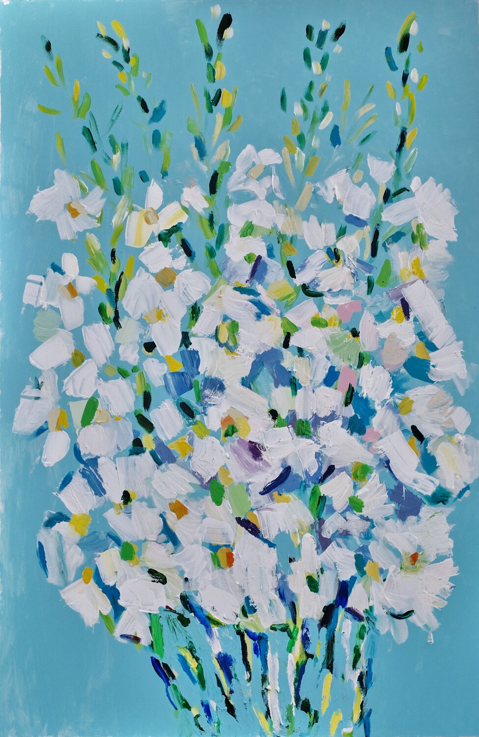 Gladioli on blue Maria (Masha) Potapenkov