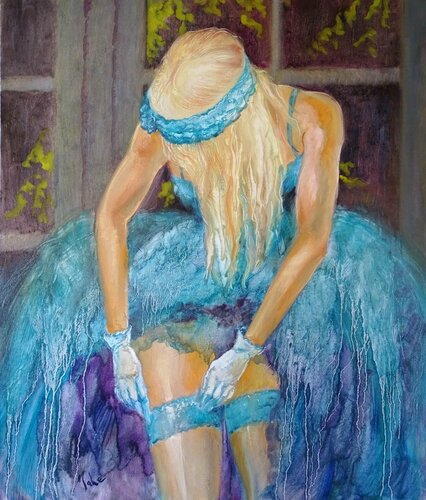 Nylon turquoise van Isabel Mahe, Schilderij te koop op Singulart