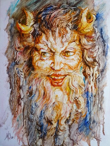 🎭 Happy Mascaron von Isabel Mahe, Malerei kaufen auf Singulart