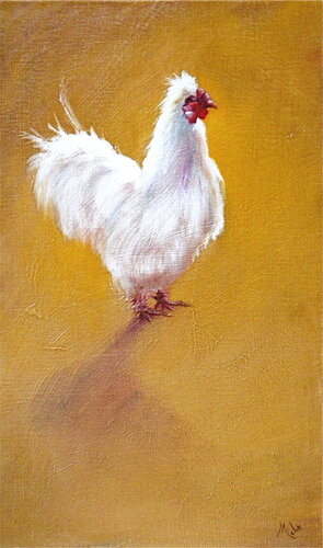 🐔 La poule blanche 🐔 The white Hen 🐔 Die weiße Henne van Isabel Mahe, Schilderij te koop op Singulart