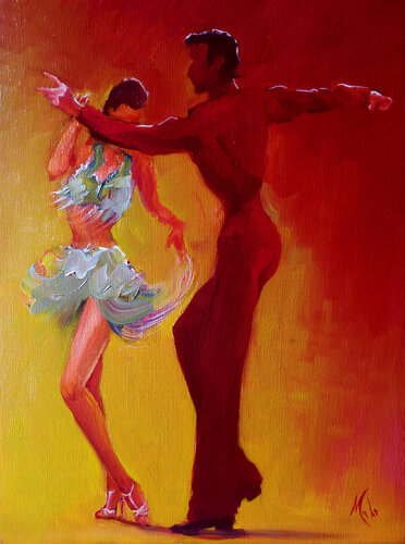 💃Danse avec l'homme rouge 💃Dance with the red man 💃Tanz mit dem roten Mann van Isabel Mahe, Schilderij te koop op Singulart