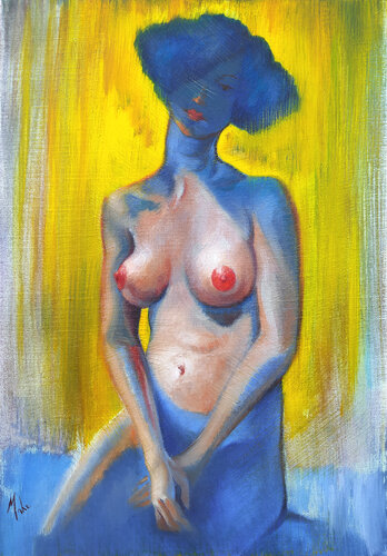 💙A l'ombre des idées bleues 💙In the shadow of blue ideas 💙Im Schatten blauer Ideen van Isabel Mahe, Schilderij te koop op Singulart