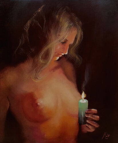 🕯️La Lueur d'une Bougie 🕯️Candlelight 🕯️Kerzenlicht von Isabel Mahe, Malerei kaufen auf Singulart