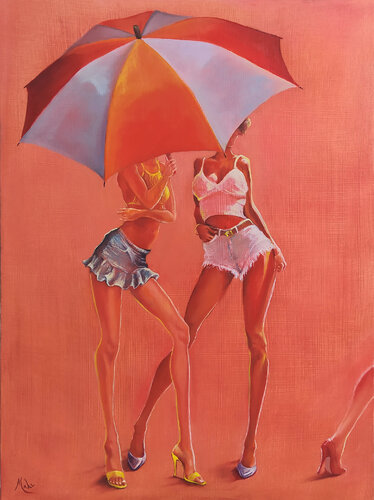 🌂Commérages 🌂Gossiping 🌂Klatschen von Isabel Mahe, Malerei kaufen auf Singulart