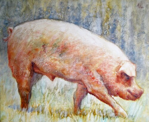 🐷 le Cochon 🐷 The Pig von Isabel Mahe, Malerei kaufen auf Singulart