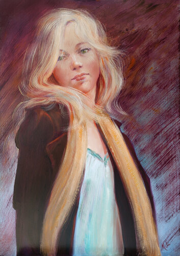 🧚‍♀️ Muse aux Yeux Verts 🧚‍♀️ Green Eyed Muse 🧚‍♀️ Grünäugige Muse von Isabel Mahe, Malerei kaufen auf Singulart