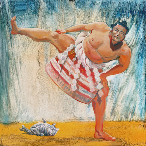 ⛩️ Chat Sumo ⛩️ Sumo Cat ⛩️ Sumo Katze von Isabel Mahe, Malerei kaufen auf Singulart