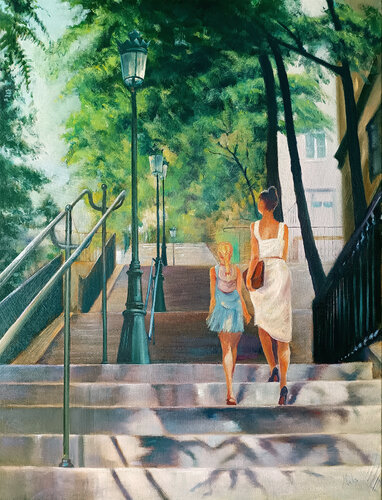 🌞 Les Escaliers de Montmartre 🌞 Montmartre Stairs 🌞 Die Treppen von Montmartre von Isabel Mahe, Malerei kaufen auf Singulart