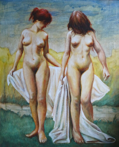 🏖️ Deux Baigneuses 🏖️ Two Bathers 🏖️ Zwei Badefrauen von Isabel Mahe, Malerei kaufen auf Singulart