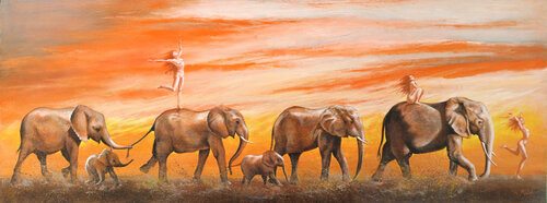 🐘 L'Âme des Eléphants 🐘 Elephants Soul 🐘 Elefantenseele von Isabel Mahe, Malerei kaufen auf Singulart