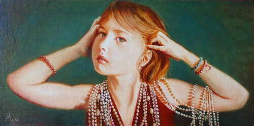 💰La fille aux Bijoux 💰The Jeweled Girl 💰Das Juwelenmädchen von Isabel Mahe, Malerei kaufen auf Singulart