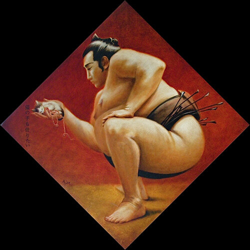 ⛩️ Je demanderais même un coup de main à un Chat! di Isabel Mahe, Pittura in vendita su Singulart