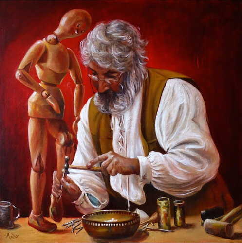 🧚‍♂️ Pinocchio & Geppetto von Isabel Mahe, Malerei kaufen auf Singulart