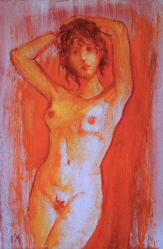 Petit nu orange van Isabel Mahe, Schilderij te koop op Singulart