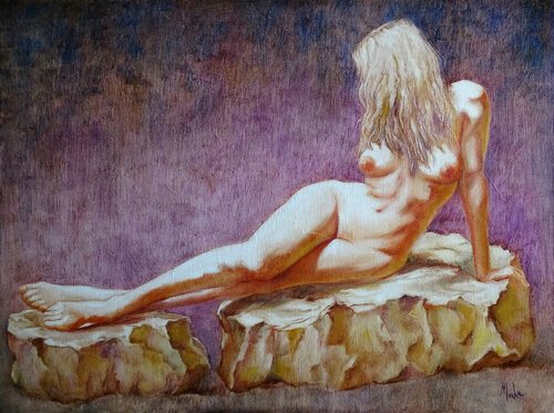 👸🏼 La Vierge au Rocher 👸🏼 Virgin of the Rock 👸🏼 Felsgrottenmadonna van Isabel Mahe, Schilderij te koop op Singulart