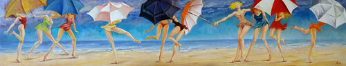 La Valse des Parapluies ... Waltz of the Umbrellas ... Regenschirmewaltzer van Isabel Mahe, Schilderij te koop op Singulart