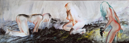 🖤 Marée Noire 🖤 Black Tide 🖤 Schwarze Flut par Isabel Mahe, Peinture en vente sur Singulart