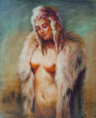 Femme en fourrure ... Woman in fur ... Frau im Pelz van Isabel Mahe, Schilderij te koop op Singulart