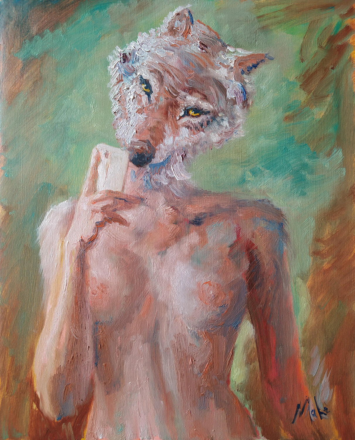 🐺 La Louve 🐺 She-Wolf 🐺 Die Wölfin Isabel Mahe Originalgemälde zu verkaufen