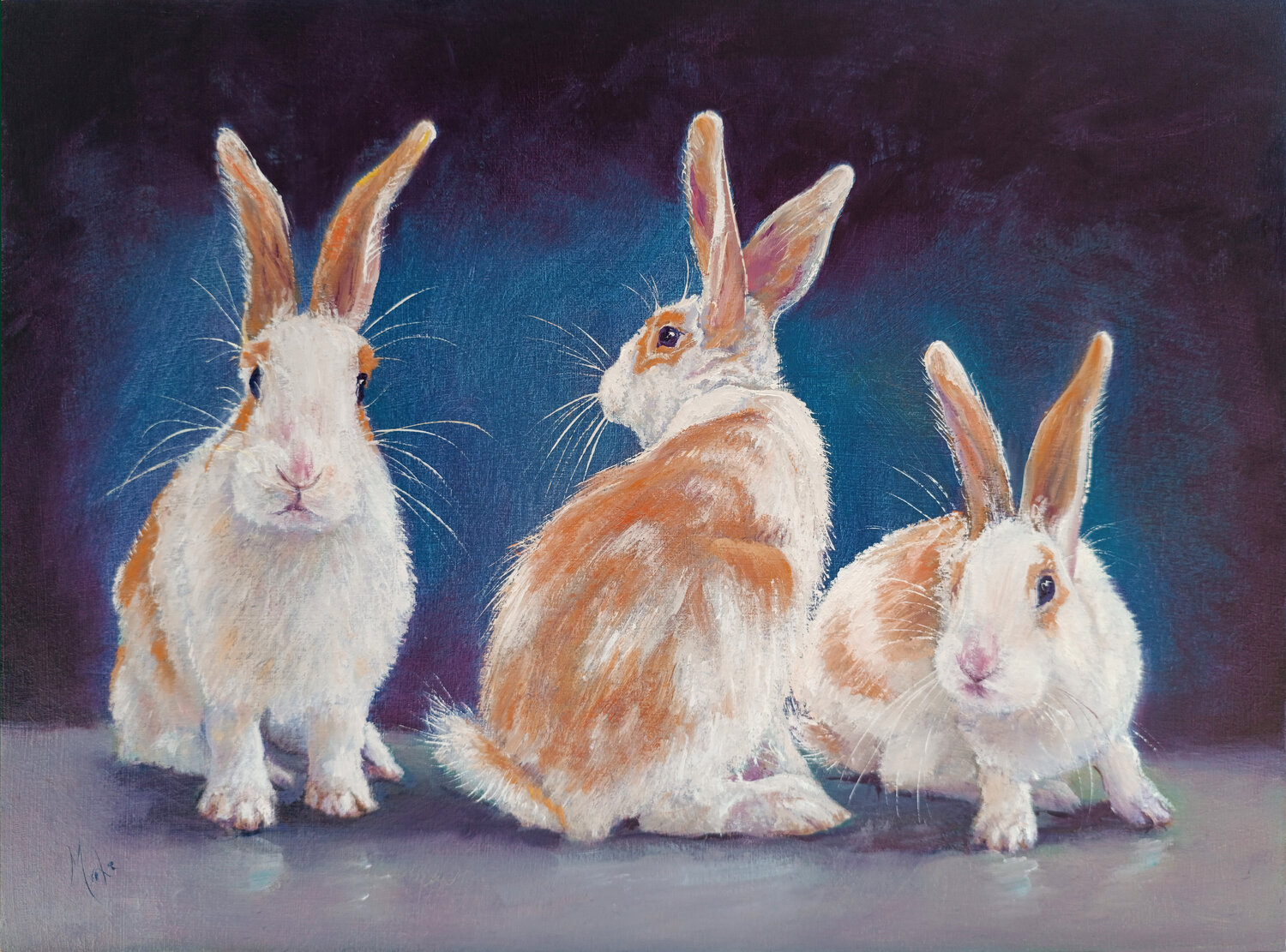 🐇 3 petits Lapins 🐇 3 little Rabbits 🐇 3 kleine Kaninchen Isabel Mahe Originalgemälde zu verkaufen