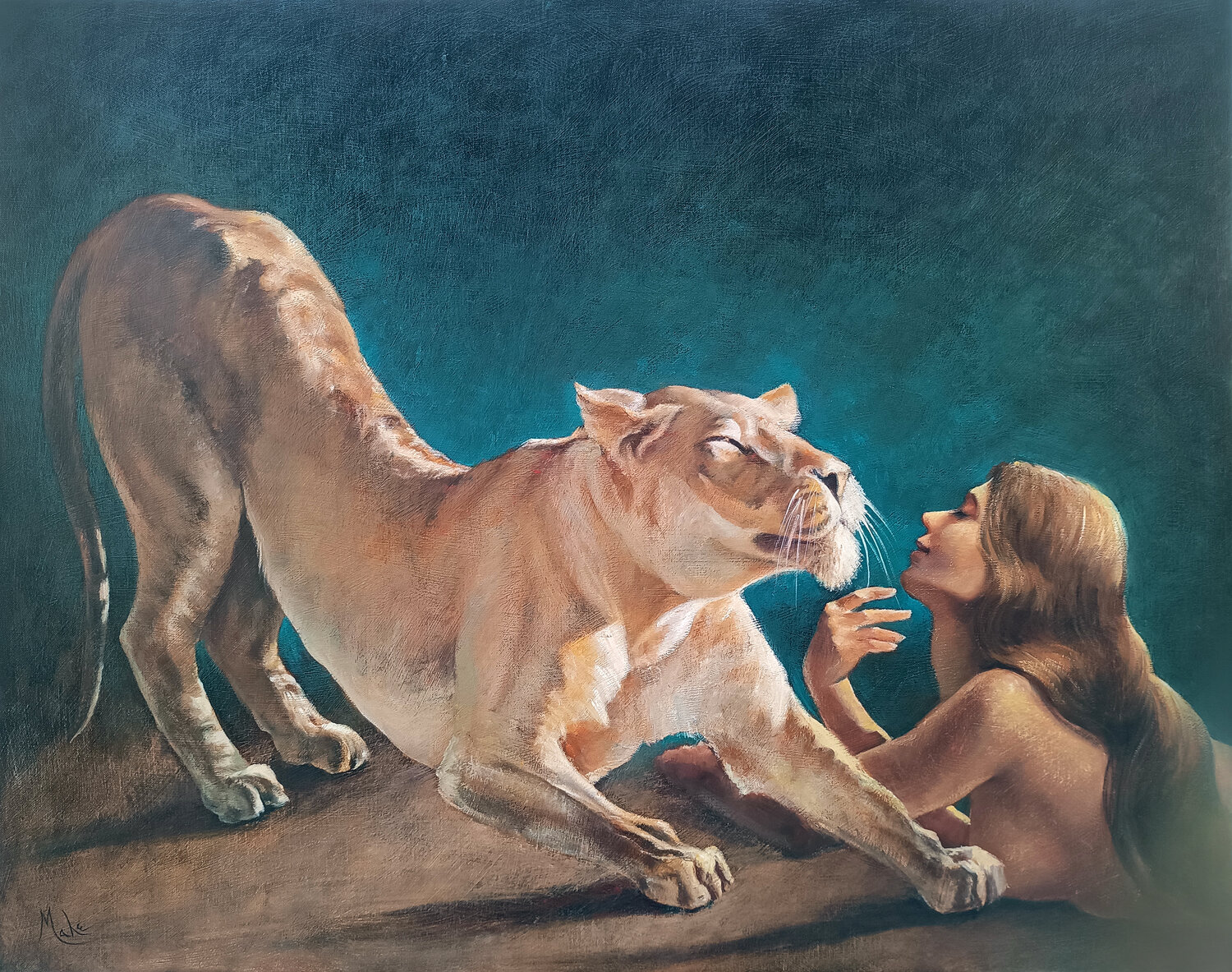 🦁 La Lionne 🦁 The Lioness 🦁 Die Löwin Isabel Mahe Originalgemälde zu verkaufen