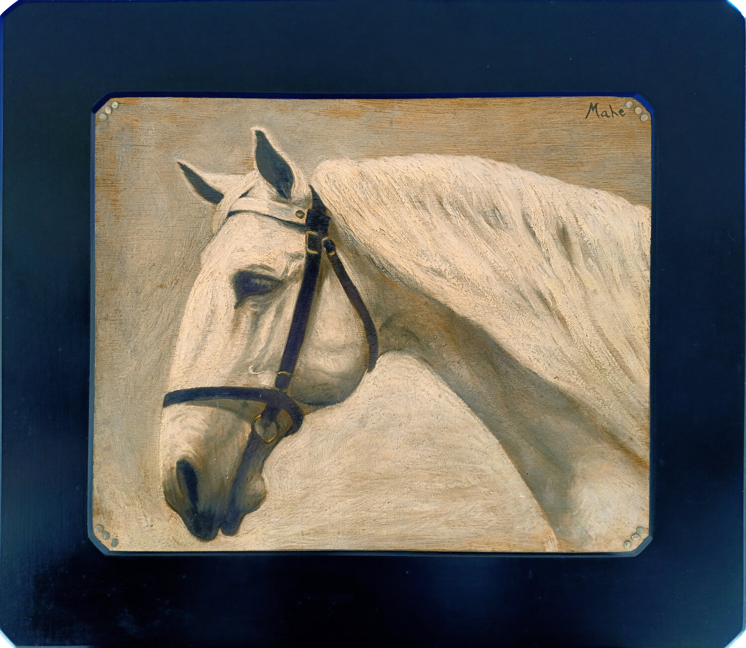 🐴 Cheval Blanc d'Argent 🐴 Flake White Horse 🐴 Flocke Weißes Pferd Isabel Mahe Originalgemälde zu verkaufen