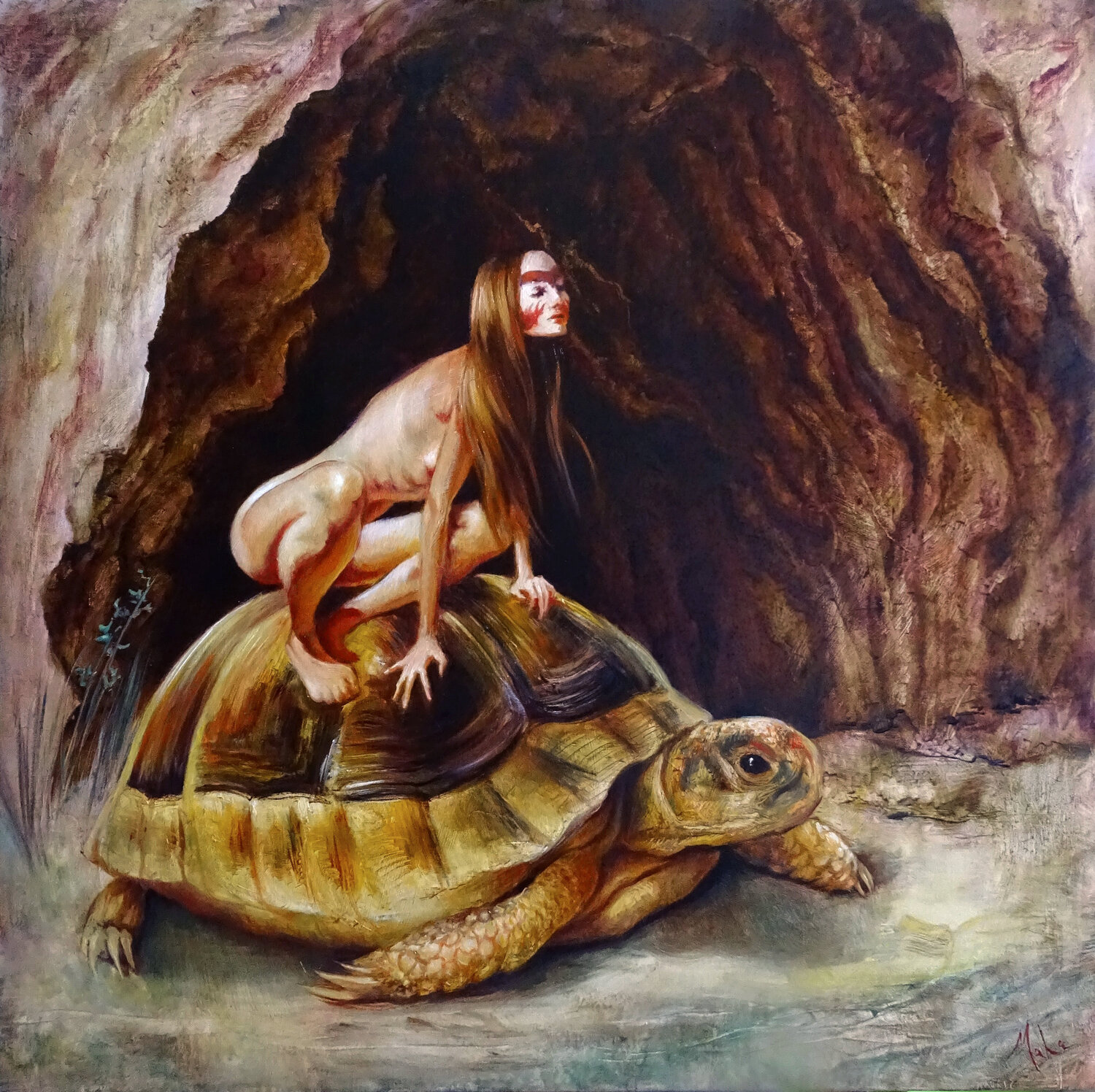 🐢 L'Esprit de la Tortue 🐢 Turtle Spirit 🐢 Der Geist der Schildkröte Isabel Mahe Originalgemälde zu verkaufen