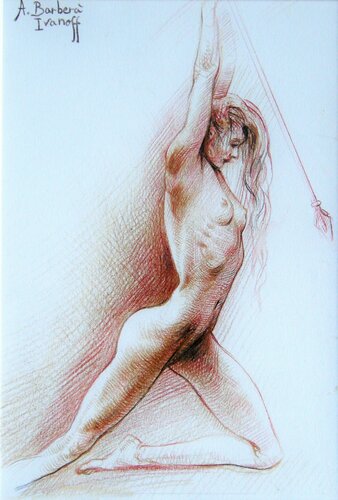 Femme à la lance by Alexandre Barbera-Ivanoff, 소묘 for Sale on Singulart