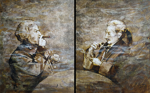 Les joueurs ( Diptyque) di Alexandre Barbera-Ivanoff, Opera su carta in vendita su Singulart