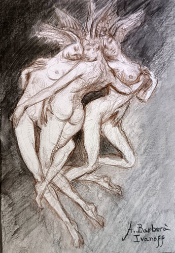 Etude pour "Les trois Grâces" van Alexandre Barbera-Ivanoff, Tekening te koop op Singulart