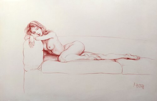 Femme allongée de Alexandre Barbera-Ivanoff, Dibujo a la venta en Singulart