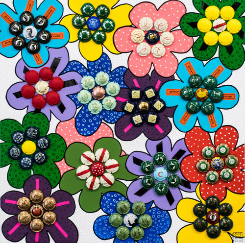 Flor pop Happy happy van Malvina Sauvage, Schilderij te koop op Singulart