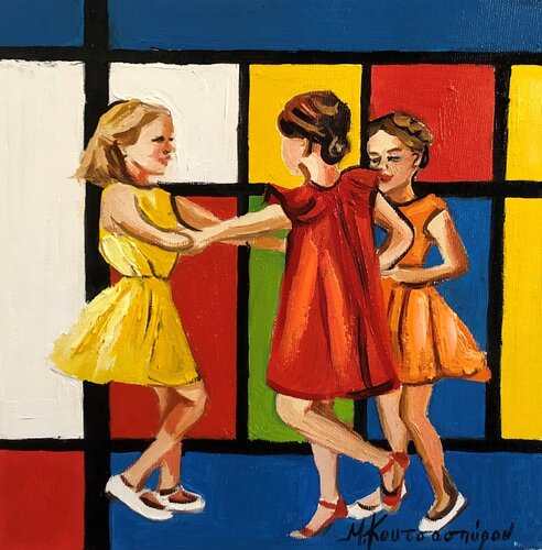 Little ladies dancing von Marina Koutsospyrou, Malerei kaufen auf Singulart