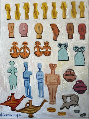 cycladic figurines van Marina Koutsospyrou, Schilderij te koop op Singulart