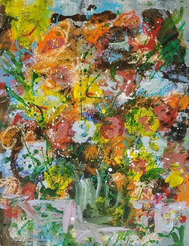 Abstract flowers #3 van Wim Van De Wege, Werk op papier te koop op Singulart