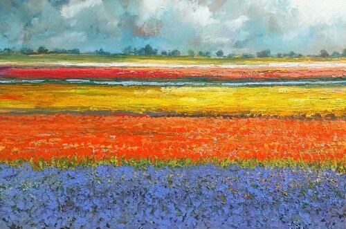 Dutch Flowerfields May 2025 di Wim Van De Wege, Pittura in vendita su Singulart
