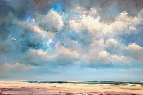 Wadden Sea, breath of the horizon van Wim Van De Wege, Schilderij te koop op Singulart