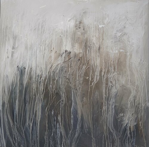Brown, black&white abstract painting van Wim Van De Wege, Schilderij te koop op Singulart