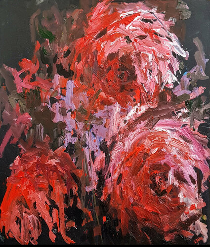 Abstract flowers series #1 van Wim Van De Wege, Schilderij te koop op Singulart